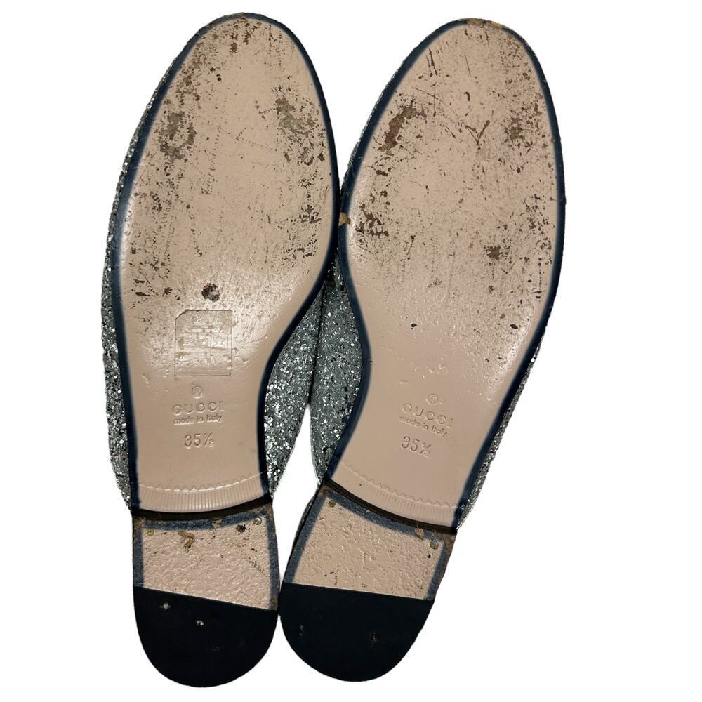 Gucci Silver Glitter Princeton Horsebit Slide Mule Loafers 5.5 - Picture 12 of 13